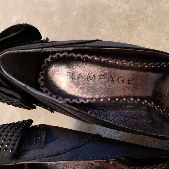Rampage Black Normina Satiny Stilettos with Bow Size 8 - Picture 9 of 12